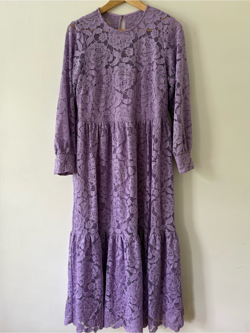 Hutch Lavender lined lace maxi dress- small